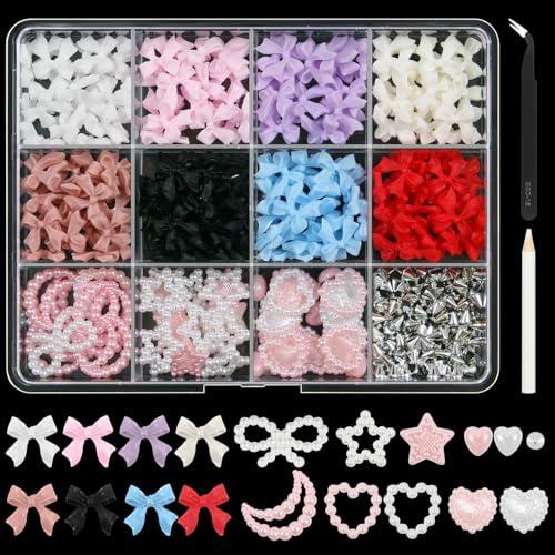 Artdone 3D Nail Art Charms and Studs Kit with Tweezers - 12 Grids
