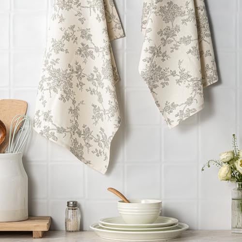 Organic Cotton French Pastoral Tea Towels Set of 2 - Green