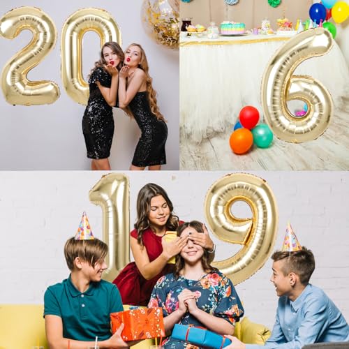 40 Inch White Gold Number 5 Balloon - Party Decoration