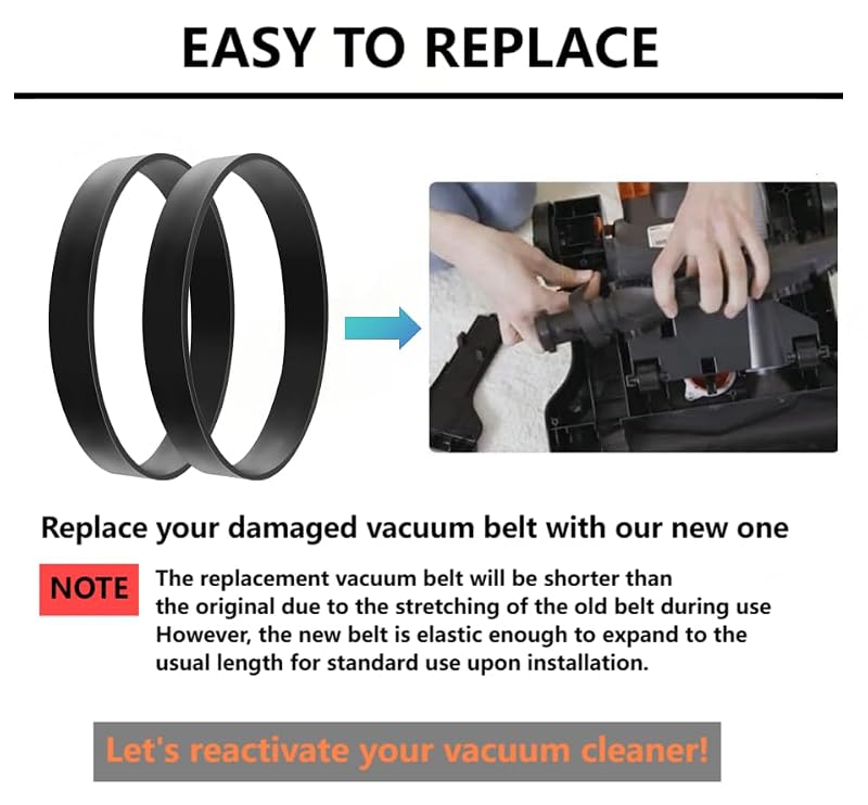 E0205 Replacement Vacuum Belts for Eureka PowerSpeed Series (2-Pack)