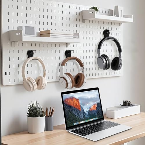 Black Aluminum Magnetic Headphone Holder with Rubber-Coated Magnet - Supports Up to 30 lbs