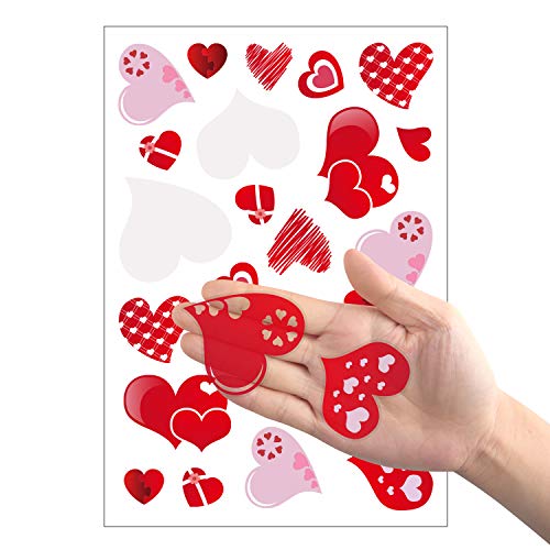 TUPARKA Valentine's Day Window Clings - 100 Heart-Shaped Stickers