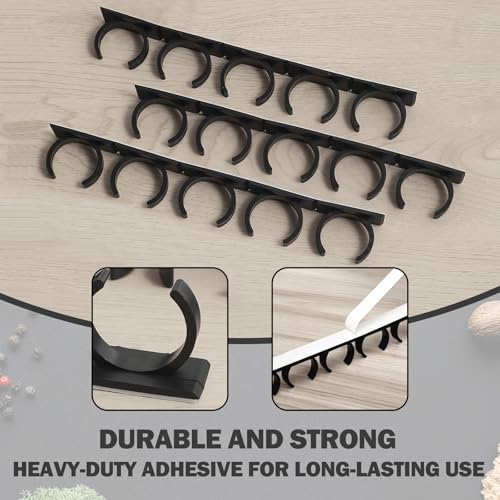 Heavy-Duty Spice Clips 3-Pack, Adhesive Organizer for 15 Jars - Black