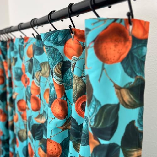 Teal Apricot Leaf Print Shower Curtain - 72x72 Inches