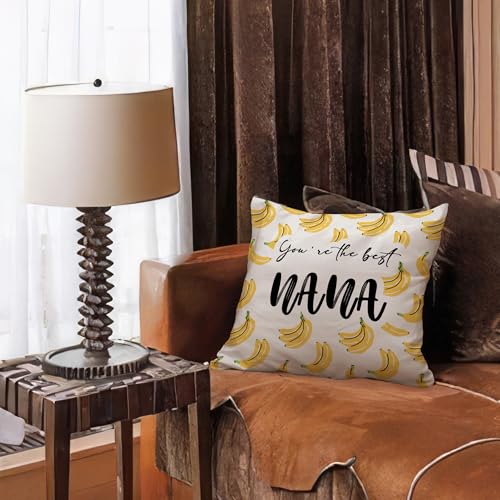 Nana Banana Throw Pillow Cover 18x18 - Funny Grandmother Gift for Home Decor