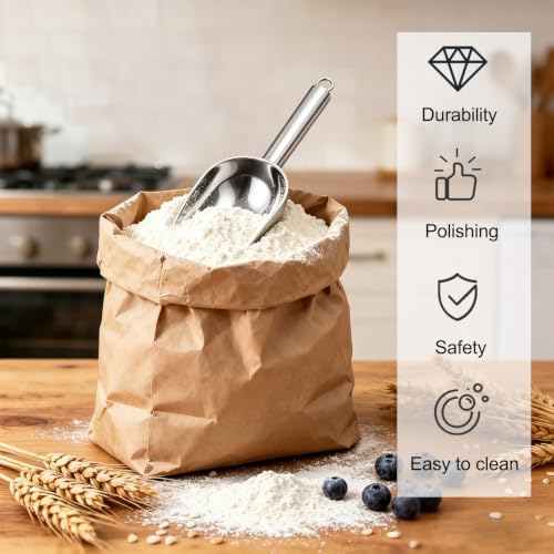 12oz Stainless Steel Ice Scoop - Rust-Resistant Multi-Purpose Scooper for Food & Ice