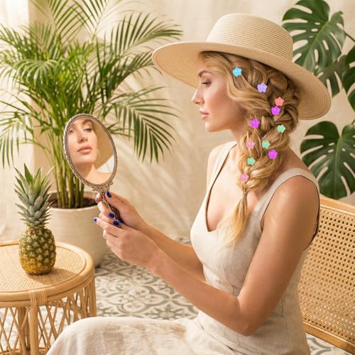 100 Pcs Rainbow Star Mini Hair Claw Clips and Braid Beads, Colorful Y2K Hair Accessories for Girls
