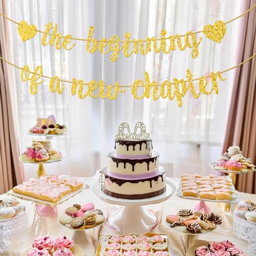 Beginning of a New Chapter Banner - Glitter Gold Graduation & Party Decor