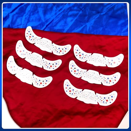 Patriotic Glitter Freckles Face Tattoos, Red White and Blue Sparkle 6 Sheets