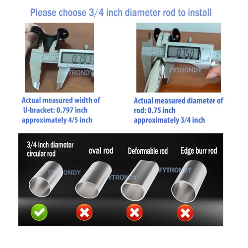 FYTRONDY Black Stainless Steel 3/4 Inch Wardrobe Closet Rod Bracket - Premium Edition