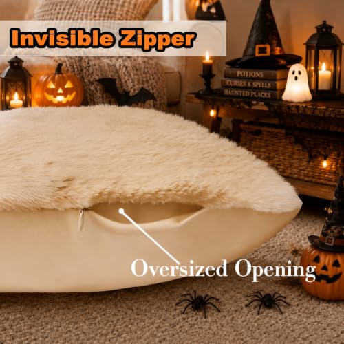Vintage Halloween Ghost Faux Rabbit Fur Lumbar Pillow Cover 12x20
