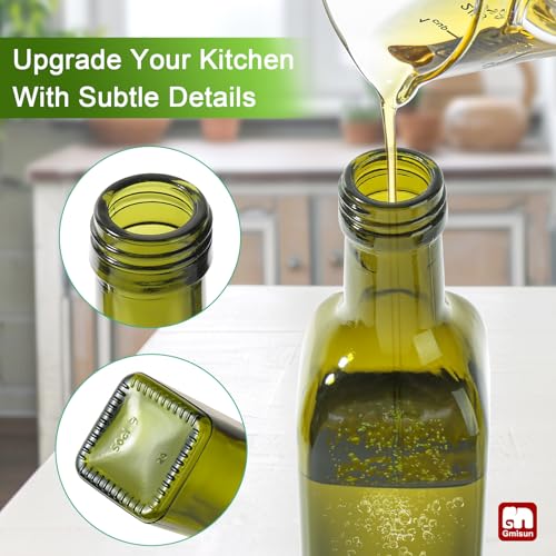Gmisun 17oz Olive Oil Dispenser Bottle, Green Glass Cruet with Flip Spout