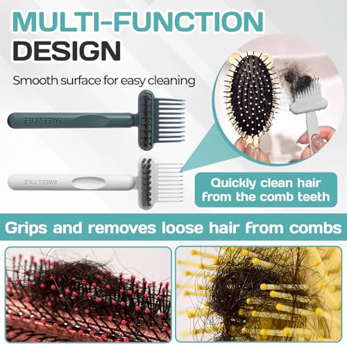 OLLBIT 2-in-1 Hair Brush Cleaning Tool and Comb Cleaner Gray