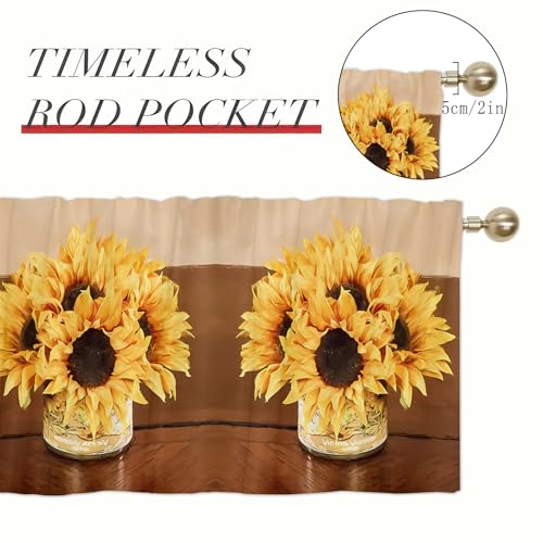 Vintage Floral Rod Pocket Valance Curtain 54x18in for Living Room