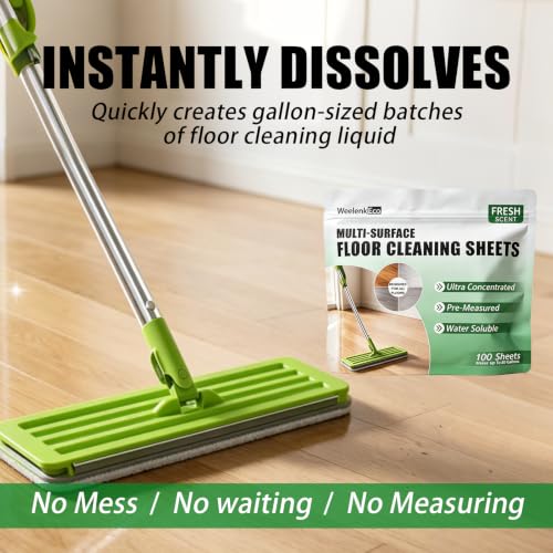 Multi-Effect Floor Cleaning Tablets - Green, 100 Pack | Deep Clean & Shine