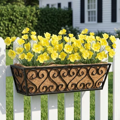 GTIDEA 24Pcs Yellow UV Resistant Outdoor Artificial Flowers