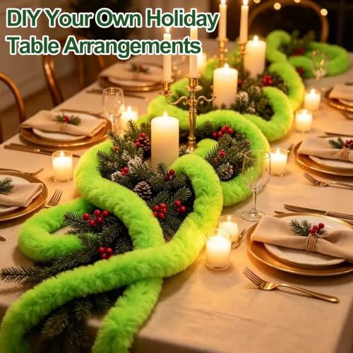Green 26 Ft Christmas Garland Lime Green Faux Fur Strips Soft Touch Artificial Decor
