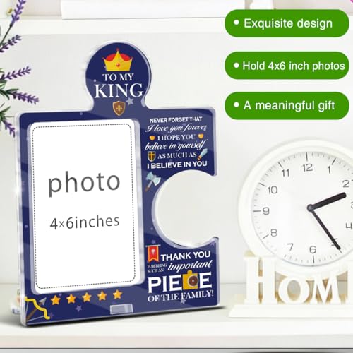 Motivational Puzzle Picture Frame for Son - Acrylic 4x6 Photo Gift