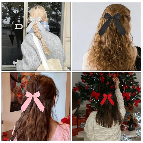 Hotalisona Satin Hair Bows for Women and Girls 4-Piece Clip Set