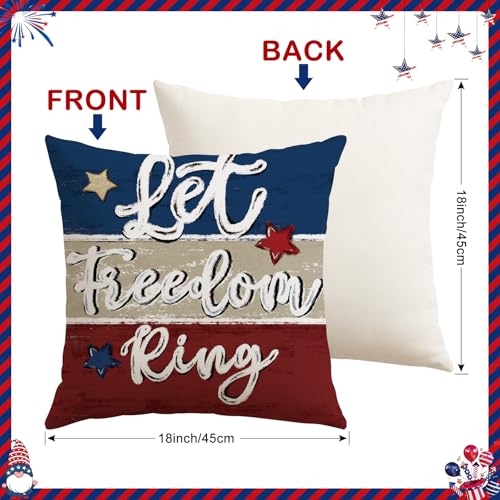 Artscope 4th of July Throw Pillow Covers, 18x18 Inch Patriotic Set of 4