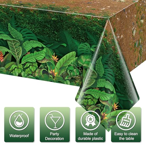 3Pcs Forest Path Disposable Tablecloths for Jungle Party - 54x108 Inch