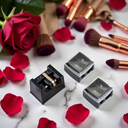ZLmoue 2-Pack Dual Hole Makeup Pencil Sharpener for Eyeliner & Eyebrow Pencils