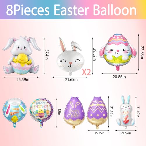 9-Piece Easter Balloon Kit with Bunny Decorations for Parties