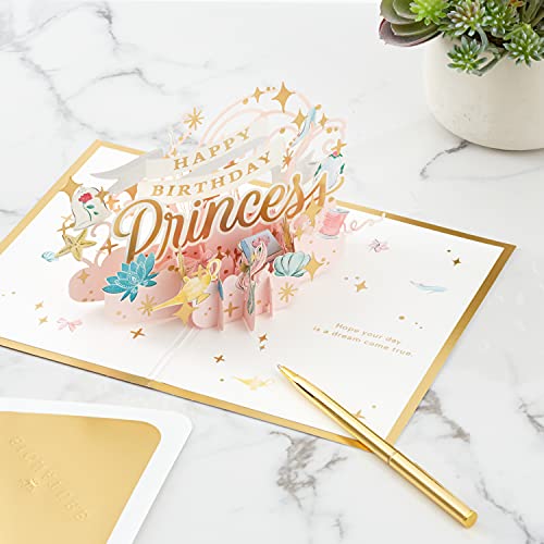 Hallmark Signature Disney Princess Pop Up Birthday Card - Make A Wish, Happy Birthday Princess, Kids Card, 5x7.2 inches