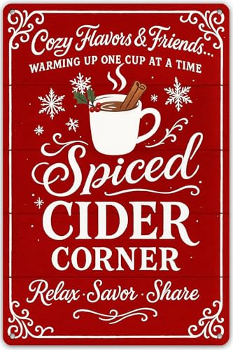 Hot Chocolate Bar Metal Sign - 8x12 Inch Christmas Decor