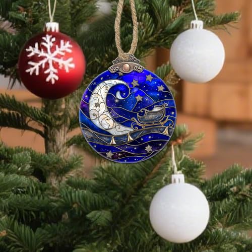 Stained Glass Christmas Star Suncatcher Ornament - 3.1x3.5 IN