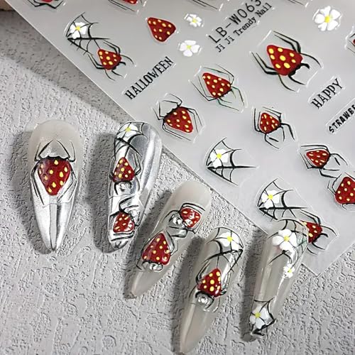 LYLYNB Halloween Nail Stickers - Ghost Skull Spider 5 Sheets
