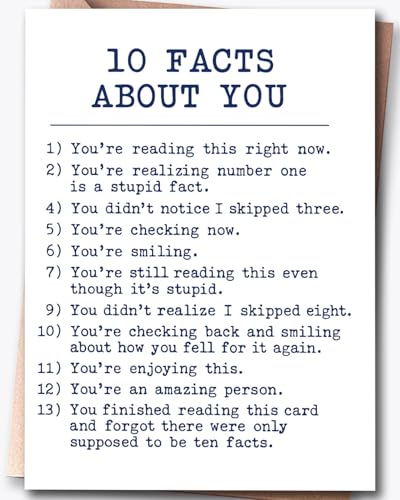 Funny Birthday Card - 10 Facts About You Humor Card B9