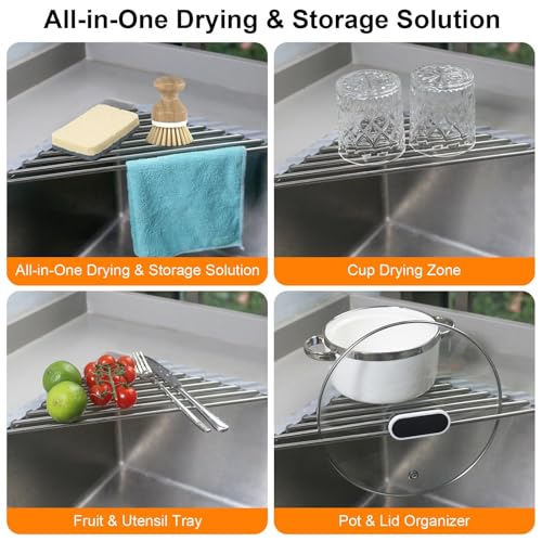 Triangle Sink Caddy - Stainless Steel Dish Drying Rack for Corner