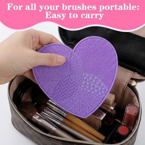 Elegaperma 2Pcs Silicone Makeup Brush Cleaning Mat Heart Shaped