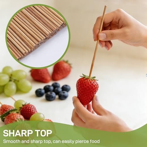 100-Pack 6-Inch Heavy-Duty Bamboo Skewers - Unbleached & Eco-Friendly