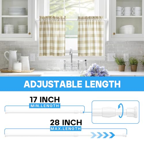 ZipGlo Spring Tension Curtain Rods 17-28 Inch White - 2 Pack