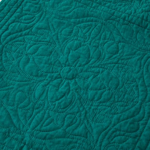 WINLIFE 100% Cotton Quilted Euro Sham Covers, 26" x 26" Square, Emerald Green, 2-Pack