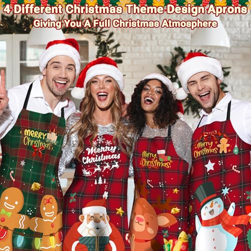 Plus Size Christmas Chef Bib Aprons - Funny Holiday Kitchen Gift for Women Men