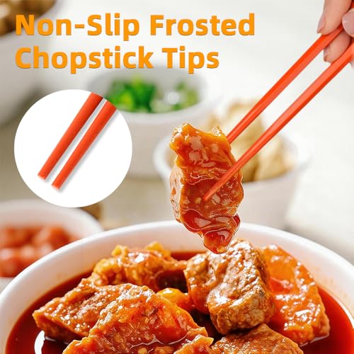 Coikcer Reusable Fiberglass Chopsticks Set - 6 Pairs (4 Adult, 2 Kids)