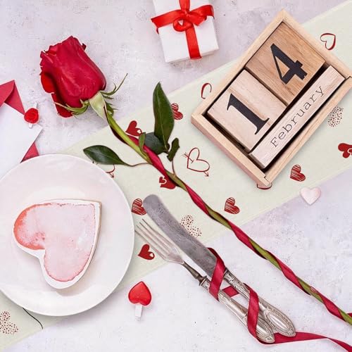 Valentine Table Runner 13x36 Inch Heart Dining Decor Polyester