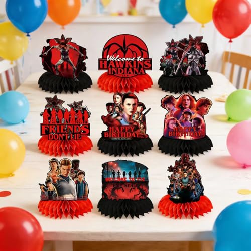9-Piece Stranger Things Honeycomb Table Centerpieces Party Decor