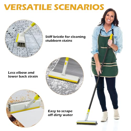 DALIPER 2-in-1 Floor Scrub Brush with 50" Adjustable Handle