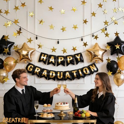 Gold Star Garland Decorations – GREATRIL 4m Metallic Hanging Backdrop