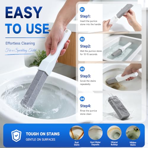 Pumice Stone Toilet Bowl Cleaner - 8 Pack with 2 Handles
