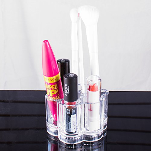 Acrylic Makeup Organizer - 12 Slot Cosmetic Brush & Lipstick Holder Stand