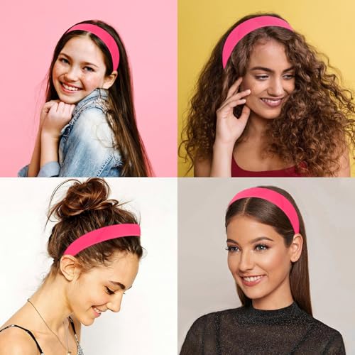 Wecoe 10pcs Rose Red 1-Inch Wide Plastic Headbands with Teeth for Women