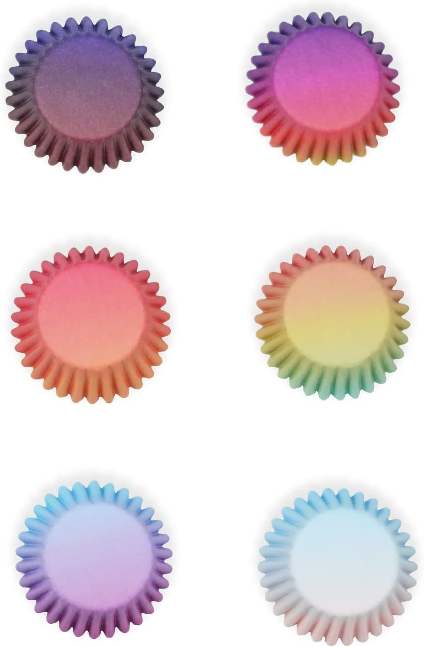 Qiqee Cupcake Liners - 300-Count Food Grade Baking Cups with Gradient Design | Perfect for Parties