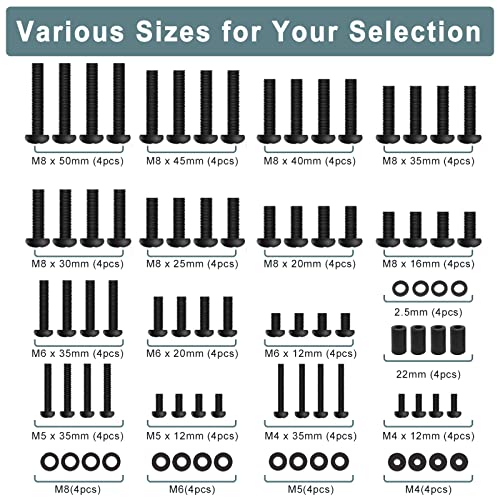 Universal TV Wall Mount Screw Kit with Remote Holder - M4, M5, M6, M8
