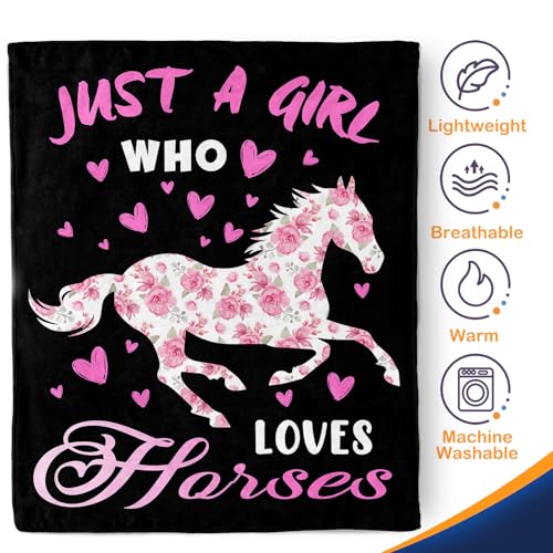 Just A Girl Who Loves Horses Throw Blanket - Cozy 60"x50" Fleece