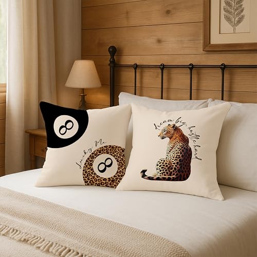 Leopard Cheetah Print Throw Pillow Covers 18x18 - Set of 2